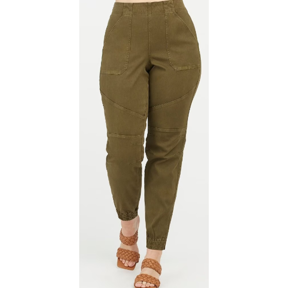 NWT Spanx Stretch Mid Rise Twill Darkened Olive Joggers Size 2X - Picture 2 of 12